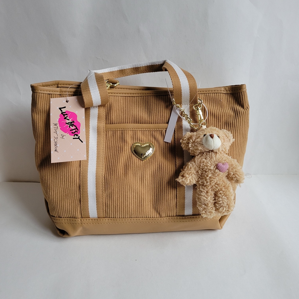 Tan Luv Betsey Bag with Cute Teddy Bear Charm 🧸